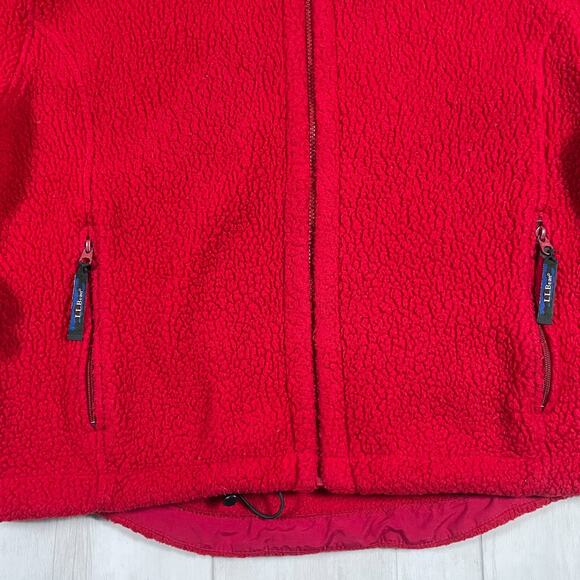 Vintage L.L Bean Men's Large Outdoors Red Sherpa Fleece Jacket Full Zip - Picture 3 of 14